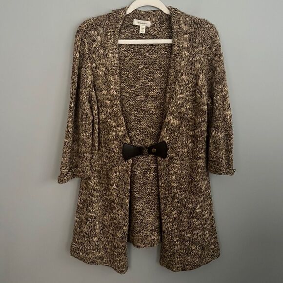 Dress Barn Women’s 1X beautiful thick knit slouchy neutral tan cardigan sweater - Picture 2 of 15